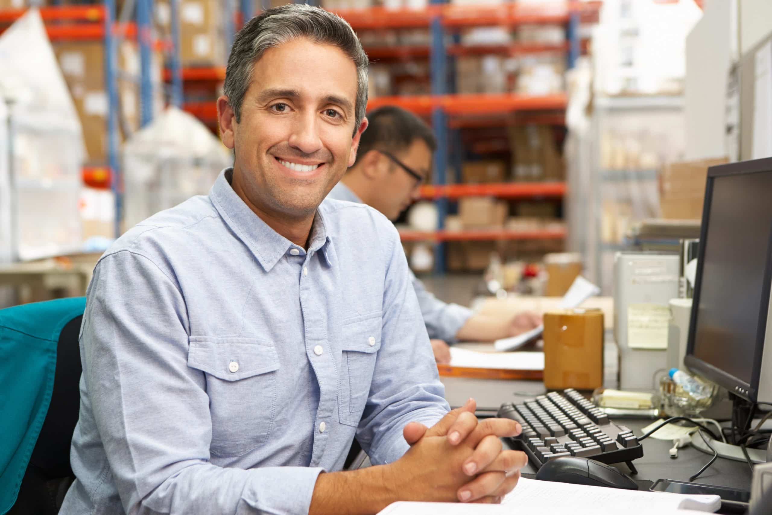 smiling man at work